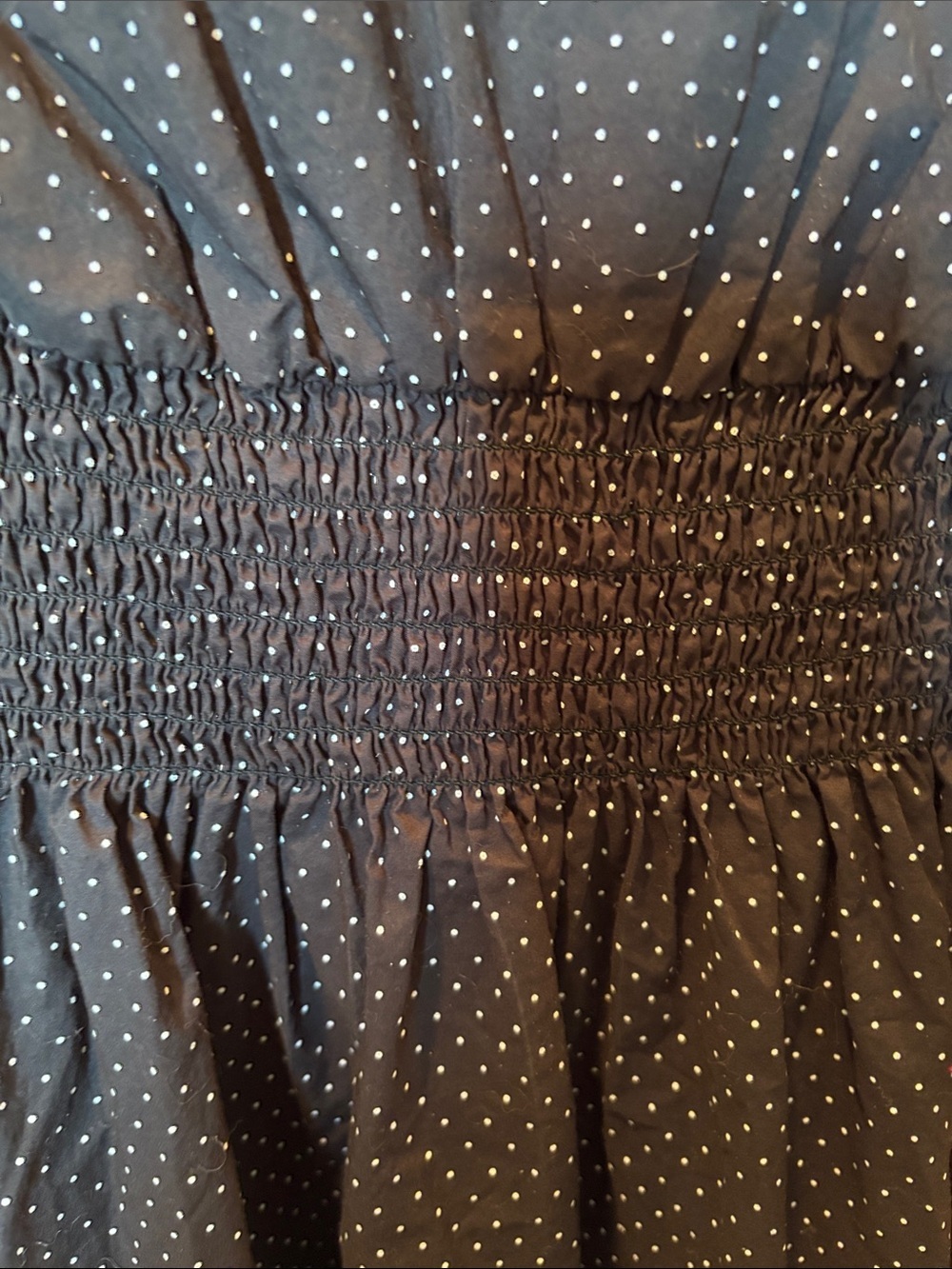Kate Spade New York Pin Dot Scallop Poplin Mini Dress Smocked Black Size XS - Picture 7 of 8